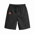 thumbnail image 2 of Men's Drawstring Pockets Elastic Waist Shorts for Casual Beach Black XXL, 2 of 9