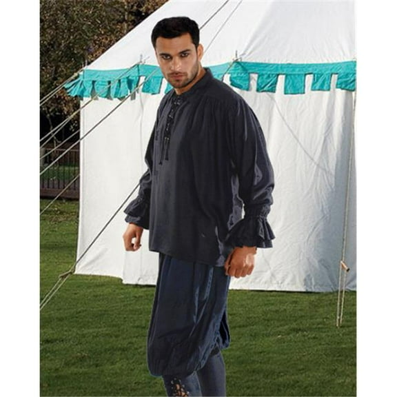 The Pirate Dressing C1007 John Cook Renaissance Shirt- Black - 2XL