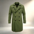 thumbnail image 4 of uublik Mens Trench Coat Army Green Long Sleeve Classic Overcoat Open Front Cardigan Jacket, 4 of 6