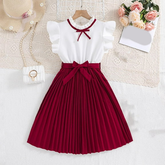 Busydd Girls Dresses 8-12 Years Cotton Teen Girl Clothes Ruffle Sleeve Shirts and A Line Dresses for Girls Trendy Solid Color Flowy Girls Summer Clothes