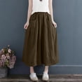 thumbnail image 2 of Lenpel Women's Cotton Linen Culottes Pants Elastic High Waisted Wide Leg Flowy Capri Pants Cropped Palazzo Trousers with Pockets, 2 of 7