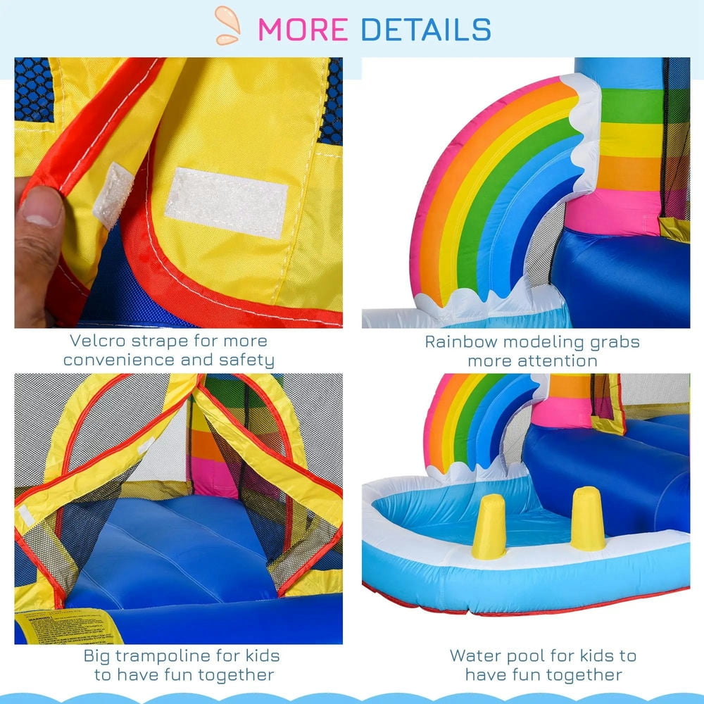Topcobe Inflatable Bounce House for Kids 2-in-1 Jumping Castle for Indoor Outdoor Party with Trampoline, Pool, Carry Bag & Air Blower, Kids Bounce House for Kids Backyard Activity