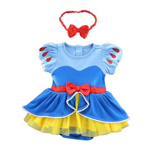 Disney Princess Romper Newborn Baby Girls 2PCS Clothes+Headgear Snow