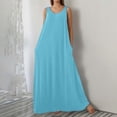 thumbnail image 2 of Women's Solid Color Loose Casual Side Pocket Sleeveless Dress Blue S, 2 of 6