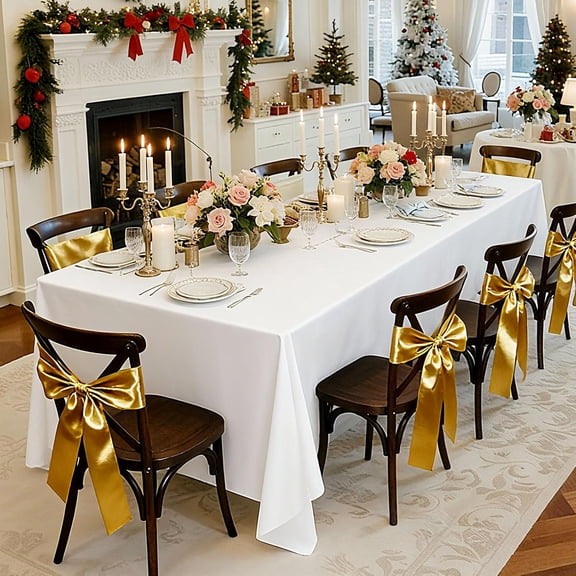 White Tablecloths for Rectangle Tables, 10 Pack, 60 x 102 Inches, Reusable and Machine Washable Table Clothes, Wrinkle-Resistant Polyester Fabric Table Covers for Wedding, Party, Banquet