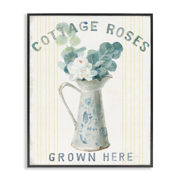 Stupell Industries Cottage Cottage Roses in Milk Tin Black Framed Giclee Art, 11 x 14, by Danhui Nai