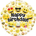 thumbnail image 1 of Oaktree 18 Inch Emoji Birthday Circle Foil Balloon, 1 of 1