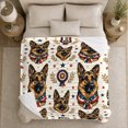 thumbnail image 5 of Dog Portrait Colorful Pet Artwork Playful Graphic Style Dog Lovers Colorful Pet Portrait Warm Flannel Blanket, Pet Adoption Gift for Living Room and Bedroom Home Decor, 5 of 9