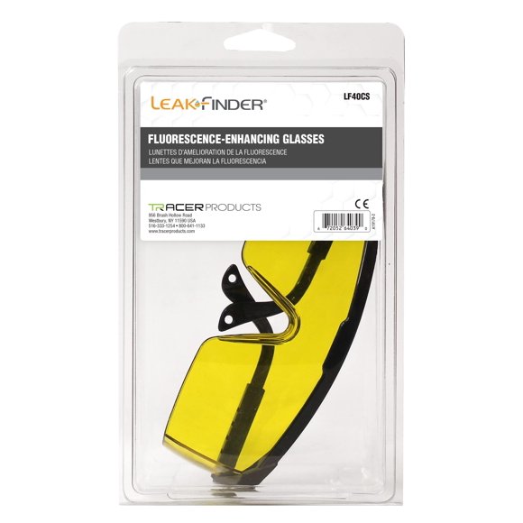 LEAKFINDER LF40CS UV Fluorescent Leak Detection Dye Enhancing Glasses - Enhances Leak Detecting Dye for Refrigerant, Oil, ATF, Fuel, Coolants and Power Steering Fluids, Assembled in USA