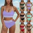thumbnail image 5 of gakvbuo Bikini Sets For Women Two Piece Swimsuits Summer Beach Swim Bathing Suits Women Summer Solid Color With Chest Cushion And No Steel Support Backless Strap Swimsuit, 5 of 5