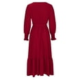 thumbnail image 5 of JNGSA Fall Dresses for Women 2023 Wedding, Womens 2023 Fall Wedding Guest Dress V Neck Long Sleeve Tie Waist Dress Long Maxi Dress, 5 of 7