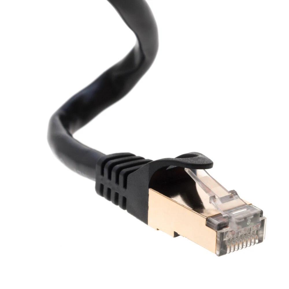 Cat7 Ethernet Cable 1 pack of 100FT Copper Shielded RJ45 Cord for Router, PC, Gaming, Servers, PoE Security Cameras, Smart TVs, 10Gbps 600MHz High-Speed Network Patch, Black, Cables Direct Online