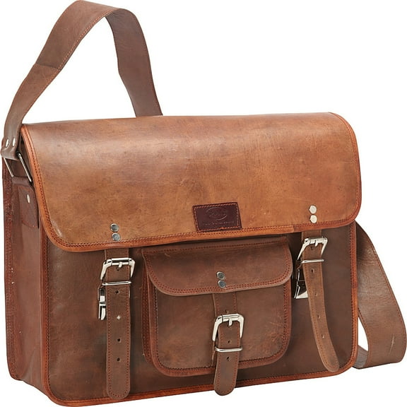 Sharo Classic Leather 15-inch Laptop Messenger Bag