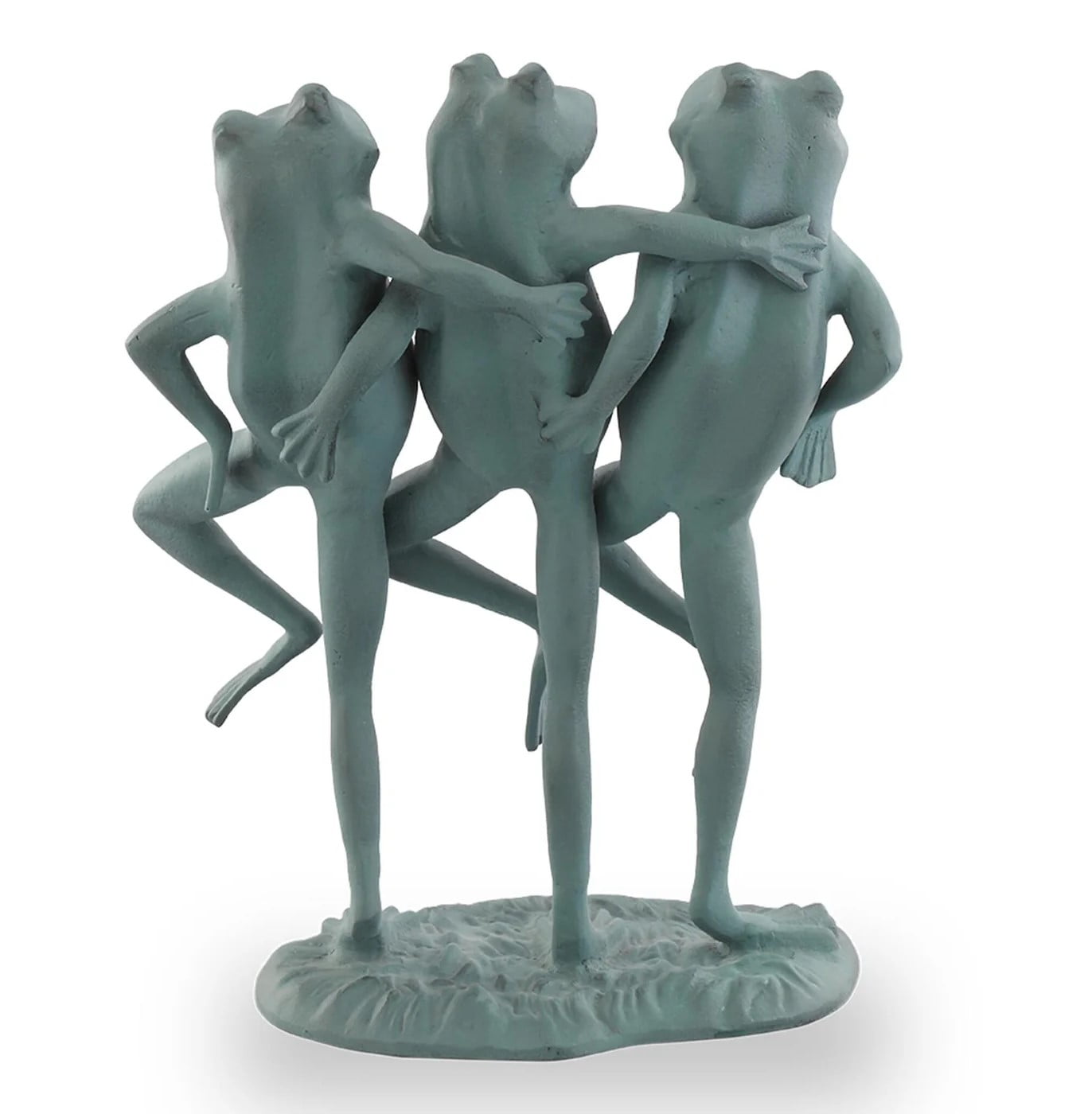 Dancing Frog Trio Verdigris Green Metal Garden Sculpture
