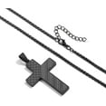 Men's Black Cross Necklace, Philippians 4:13 Verse, Stainless Steel