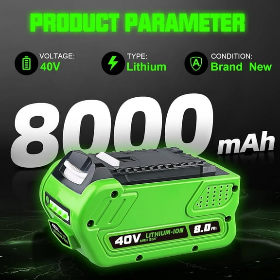 40V 8.0Ah Battery Replacement for GreenWorks G-MAX 40V Power Tools 29462 29252 25322 20642