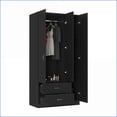 thumbnail image 7 of Armoires | Clark 3-Door Wardrobe with Drawers, Shelves & Clothing Rod | Black | Engineered Wood, 7 of 7