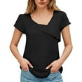 thumbnail image 2 of Xuyuer Womens Dressy Casual Blouses Asymmetrical V Neck Business Work Tops Ruffle Sleeve Summer Shirts, 2 of 7