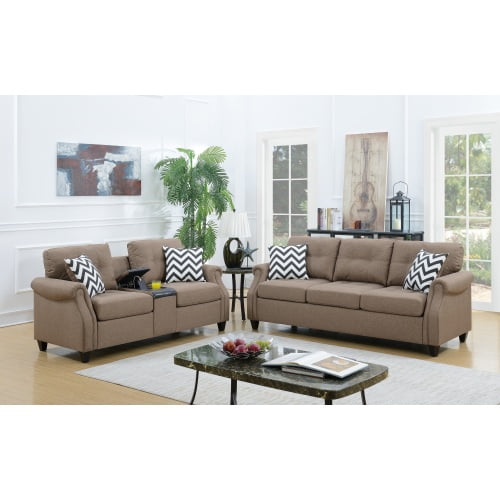 2pcs Sofa set,Microfiber Sofa+Loveseat Living Room Set ,Plush Polyfiber Sofa Loveseat with
