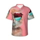 thumbnail image 1 of Fotbe Cool Cat Pink Sunglasses Camisa Hawaiana para Hombre Unisex – Camisa Casual de Verano con Botones de Manga Corta de Algodón y Lino,Medium, 1 of 7