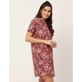 thumbnail image 3 of Moomaya Sleepwear, Printed Cotton Night Dress For Women, Short Sleeve Lounge Shirt, 3 of 9
