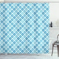 thumbnail image 1 of Aztec Shower Curtain, Ocean Sea Tones Inspired Primitive Grunge Tribal Folk Artisan Motif, Fabric Bathroom Set with Hooks, 69W X 84L Inches Extra Long, Sky and Violet Blue White, by Ambesonne, 1 of 3