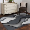 thumbnail image 3 of 4'x6' Area Rugs, Black Grey Ombre Indoor Outdoor Area Rug for Living Room Bedroom, Geometric Abstract Modern Moire Art Washable Bathroom Rugs Kitchen Floor Carpet Mats Home Decor Aesthetic, 3 of 8