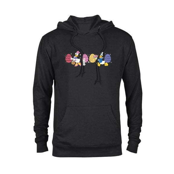 Disney Donald Duck & Daisy Duck Spring Easter Eggs and Bunny - Pullover Hoodie for Adults - Customized-Black