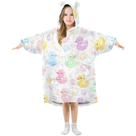 joogoo Wearable Blanket Hoodie for Duck Bubble Cartoon Oversized Sherpa Hooded 3-14 YR M