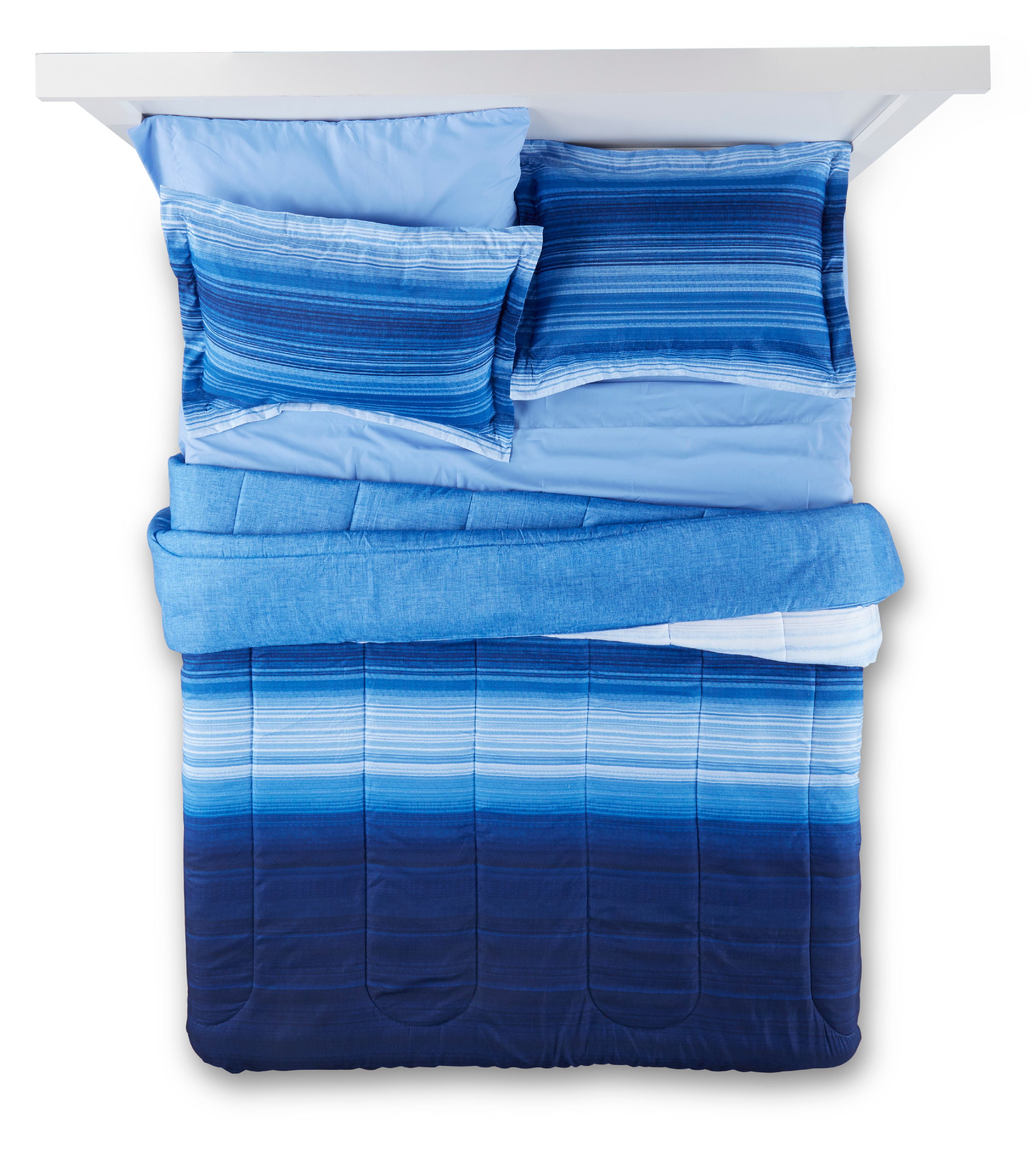 Mainstays Ombre Blue Bed in a Bag Bedding, Queen, Blue - Walmart.com ...