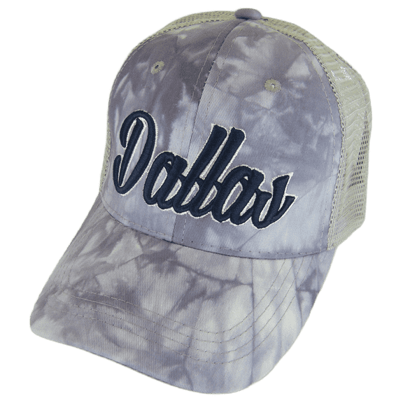 Dallas City Name Tie Dye Summer Mesh Adjustable Baseball Cap (Gray)