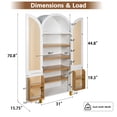 thumbnail image 2 of Leumius 71" Tall Arched Cabinet with Rattan Doors and Adjustable Shelves,4 Doors Modern Farmhouse Storage Cabinet with Built-in Racks for Kitchen Dining Room Study White, 2 of 9