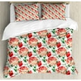 thumbnail image 1 of Floral Duvet Cover Set Queen Size, Traditional Russian Style Flourishing Roses and Flower Buds with Green Leaves Design, Decorative 3 Piece Bedding Set with 2 Pillow Shams, Multicolor, by Ambesonne, 1 of 3