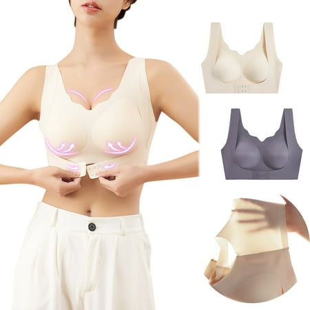 

〖TOTO〗Bras For Women 2Pcs Seamless Rimless Tank Style Bra Beauty Chest Pads Bra Daily Sport Underwear