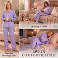 thumbnail image 6 of Casual Nights Women's Cotton Flannel Pajama Set, Long Sleeve Button-Front Floral Top and Elastic Waist Pants, Purple Violet Small, 6 of 7