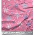 thumbnail image 1 of Soimoi Pink polyester Crepe Fabric Snow Flakes & Star Fabric Prints By Yard 42 Inch Wide, 1 of 3
