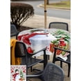 thumbnail image 4 of Outdoor Tablecloth with Umbrella Hole and Zipper, Grey Red Christmas Square Table Cloth 54x54 Inch Waterproof Tablecloth, Snowman Xmas Tree Ball Gifts Winter Picnic Table Cover for Patio Camping, 4 of 7