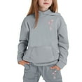 thumbnail image 4 of FASHOFT Girls Sweatsuit Set Cute Bow Graphic Hooded Sweatshirt and Jogger Pants with Pocket Casual 2 Piece Outfits Set Activewear Tracksuit Grey, 4 of 4
