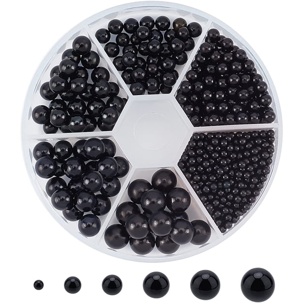 1113 miniperlas sin agujeros, 6 tamaños, perlas de imitación sin perforar, 2,5/4/5/6/7/8 mm, perlas negras sueltas.
