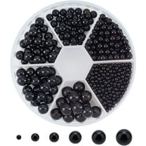 1 Set Imitation Pearl Acrylic Beads with No Hole Round Finding Beads Black Loose Charms for Jewelry Making 8x2cm for DIY