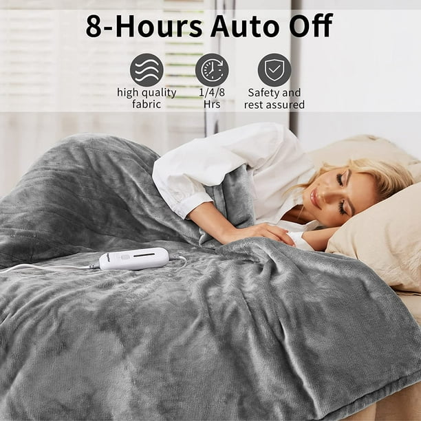 Deandawn Electric Heated Blanket Full Size 50 X 60 Extra Warm Lightweight Cozy Luxury Electric Blanket Machine Washable With 3 Heating Levels Auto