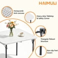thumbnail image 4 of 36" Square Folding Table with Handle, 400lbs Weight Capacity Foldable Table with HDPE Tabletop & Heavy-Duty Steel Legs, Large Portable Picnic Table for Indoor Outdoor, White, 4 of 8