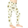 thumbnail image 3 of COEQINE Cute Bee Honeycomb Girls Yoga Leggings Breathable Athletic Sport Leggings High Waist Pants for School Gym, for 12-13 Years Kids, 3 of 7