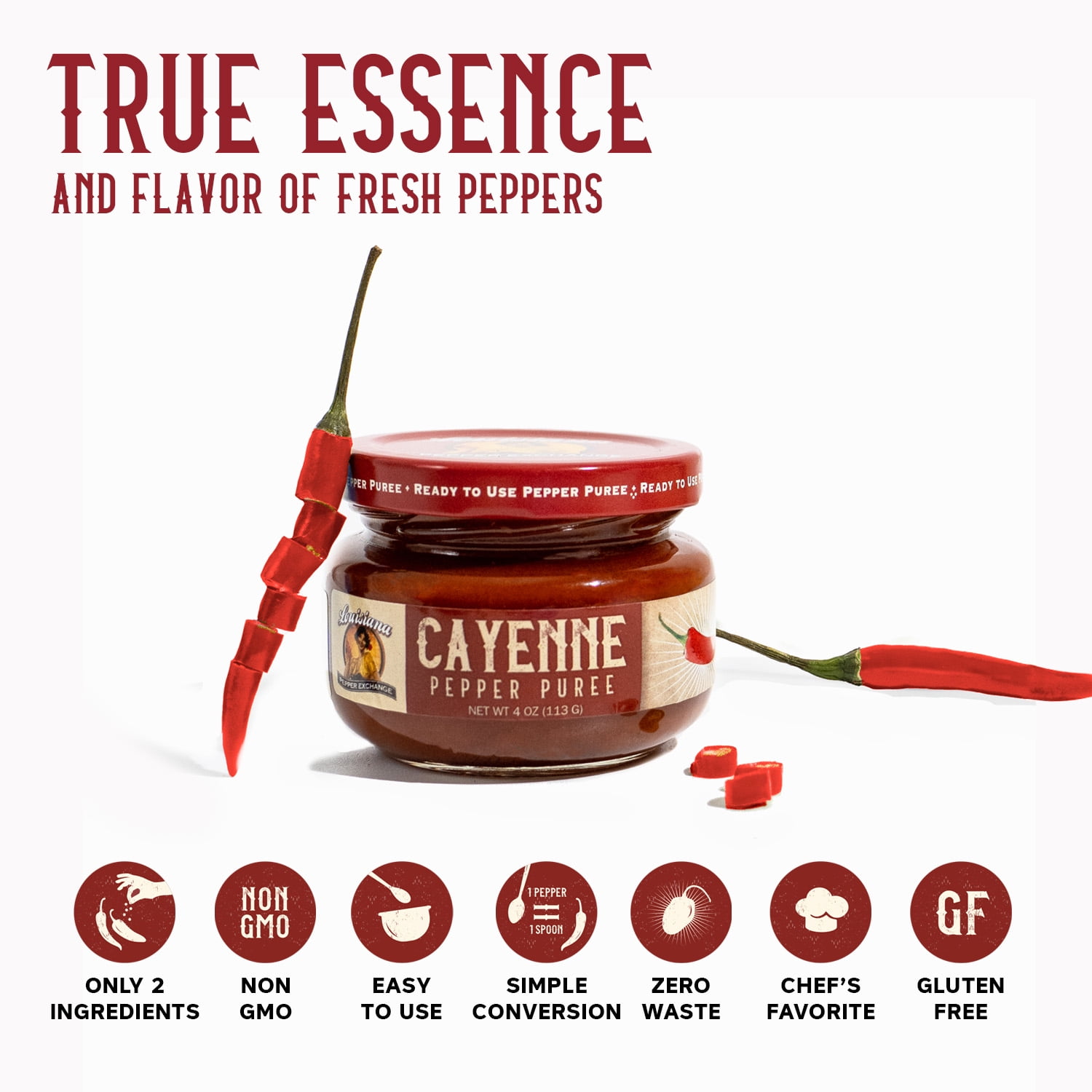 (3 pack) Louisiana Pepper Exchange 4oz Red Cayenne Pepper Puree Sauce