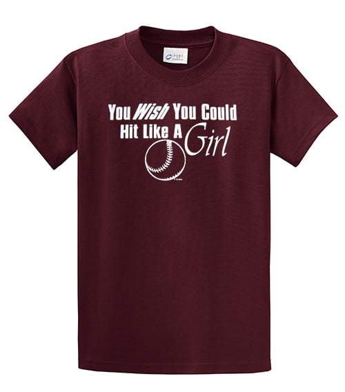Softball Short Sleeve T-shirt Wish You Could Hit Like A Girl Funny Girls Fast - Picture 56 of 90