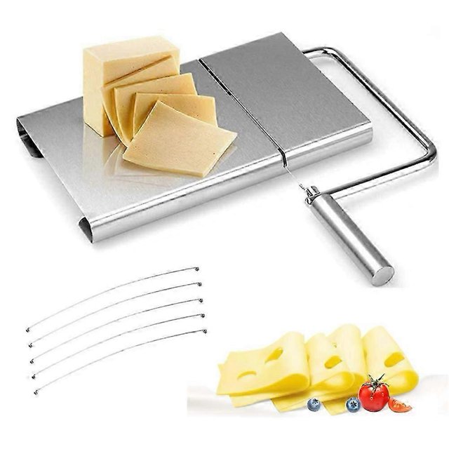 Cheese Slicer Stainless Steel Wire Cutter For Hard And Semi Hard Cheese Butter Sausage, 5 Wires Included