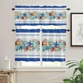 thumbnail image 1 of Nautical Starfish Navy Blue 3-Piece Kitchen Curtain Set, Rod Pocket Kitchen Curtain Valance and Tiers Set, Washable Drape Window Treatment Set, Ocean Beach Theme, 1 of 6