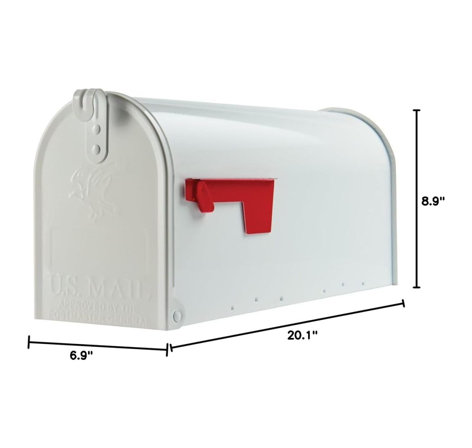 Medium Capacity Galvanized Steel White, Post-Mount Mailbox, E1100W00
