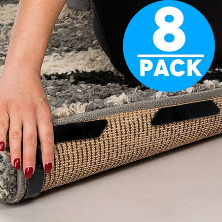TSV 8Pcs Rug Grippers Stopper Anti Slip Rubber Corner Mat Washable Carpets