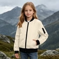 thumbnail image 5 of SDNall Girls Classic Full-Zip Coat, Water Resistant Windproof Contrast Casual Everyday Outerwear, Fall Winter School Outdoor Play Daily Coats for Girls 5-16 Years, 5 of 9